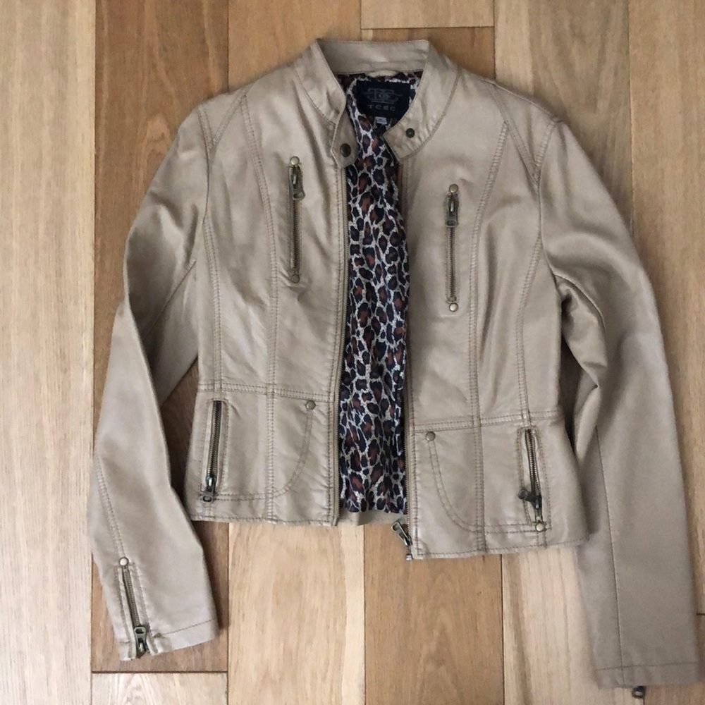 Beige faux leather jacket